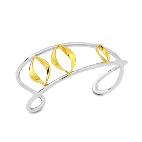 Flaming Soul Silver Plated Bracelet With 18K Yellow Gold Plated Flame Motif-
