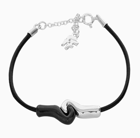 Psyche Silver 925° Bracelet With Black Cord And Gun Plating-
