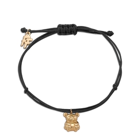 Fashionable.Me Cord Bracelet With 18K Yellow Gold Plated Silver 925° Small Bear Motif-