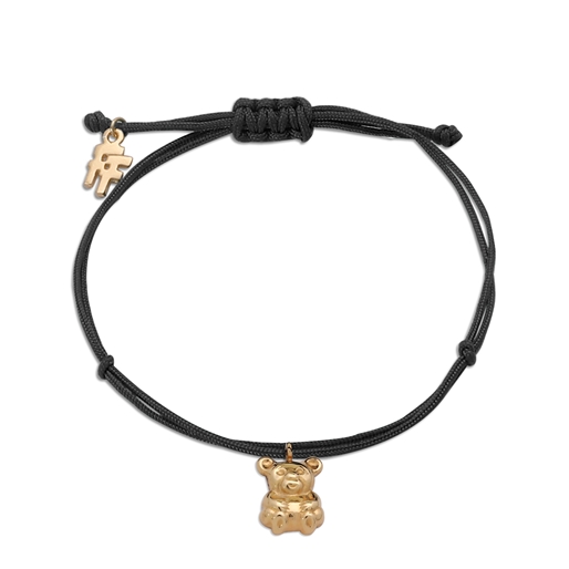 Fashionable.Me Cord Bracelet With Gold Plated Small Bear Motif-