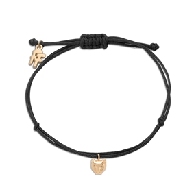 Fashionable.Me Cord Bracelet With Gold Plated Small Cat Motif-