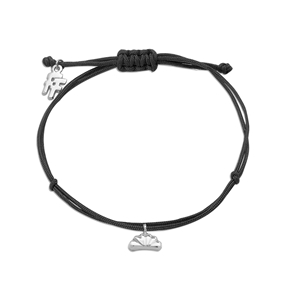 Fashionable.Me Cord Bracelet With Silver 925° Small Croissant Motif-