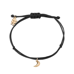 Fashionable.Me Cord Bracelet With 18K Yellow Gold Plated Silver 925° Small Moon Motif-