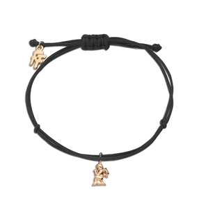 Fashionable.Me Cord Bracelet With 18K Yellow Gold Plated Silver 925° Small Angel Motif-