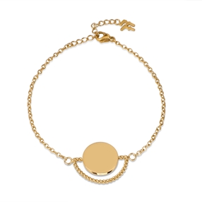 Reflection 18K Yellow Gold Plated Chain Bracelet With Discus Motif-