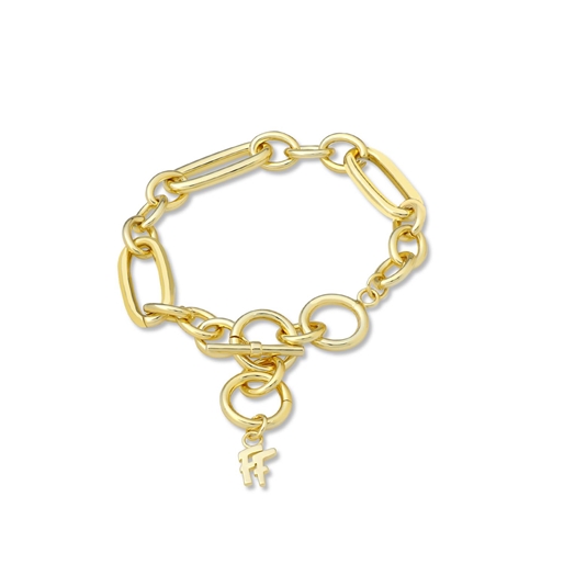 The Chain Addiction gold plated bracelet with oval and round links-
