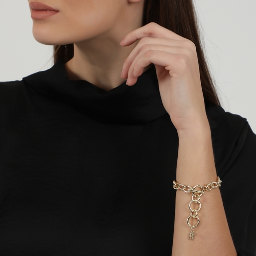The Chain Addiction gold plated bracelet with oval and round links-