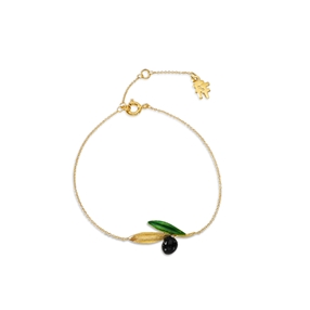 Bracelet with 18K Yellow Gold Plated Silver 925° Chain And Olive With Leaves Motif-