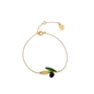 Bracelet with 18K Yellow Gold Plated Silver 925° Chain And Olive With Leaves Motif-