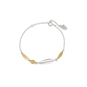 Anima Olea bi-color bracelet with leaves and olive motif-