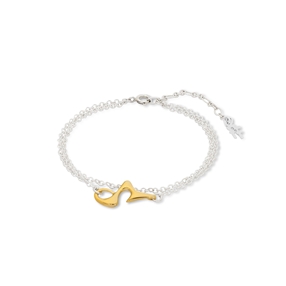 Beauty Flow silver double chain bracelet with irregular motif-