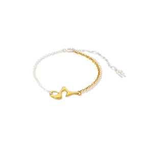Beauty Flow bicolor double chain bracelet with irregular motif-