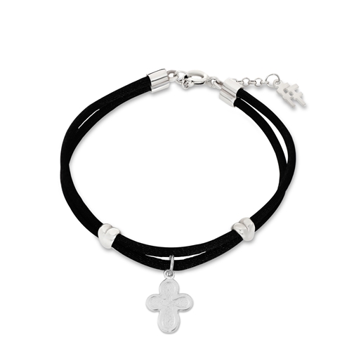 Fashionable.Me satin bracelet with silver cross-