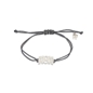 Fashionable.Me gray cord bracelet with matte gold plated word 