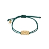 Fashionable.Me green cord bracelet with matte gold plated word MOM