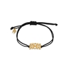 Fashionable.Me black cord bracelet with matte gold plated word MOM