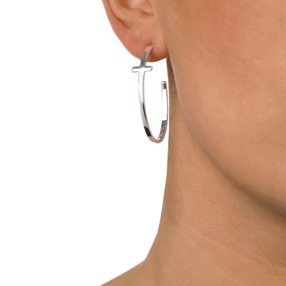 Carma Silver Plated Brass Hoop Earrings-