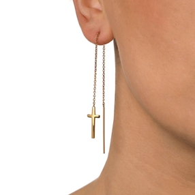 Carma 18k Yellow Gold Plated Brass Drop Through Earrings-