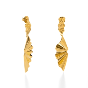 Pleats Bliss 18k Yellow Gold Plated Brass Long Earrings-
