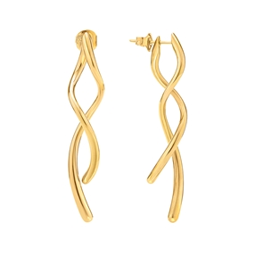 Fluidity 18k Yellow Gold Plated Brass Long Earrings-