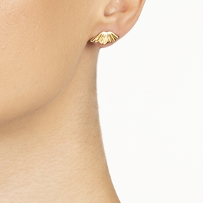 Pleats Bliss 18k Yellow Gold Plated Brass Stud Earrings-