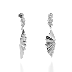 Pleats Bliss silver plated long earrings-