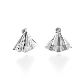 Pleats Bliss silver plated short earrings-