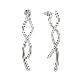 Fluidity Silver Plated Brass Long Earrings-