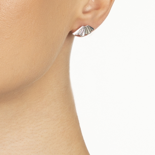 Pleats Bliss Silver Plated Brass Stud Earrings-