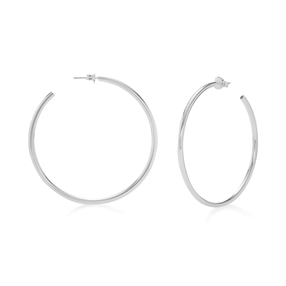 Bi-Metal Chic Silver Plated Brass Large Hoops-