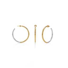 Bi-Metal Chic 18K Yellow Gold & Silver Plated Brass Small Hoops-