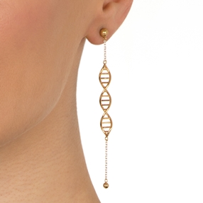 Style DNA Silver 925 με 18k Yellow Gold Plated Silver Parts Μακριά Σκουλαρίκια-