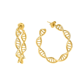 Style DNA Silver 925 18k Yellow Gold Plated Medium Hoop Earrings-