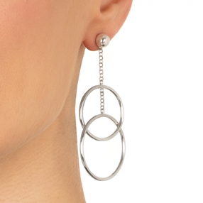 Link Up silver long earrings-