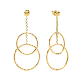 Link Up Silver 925 18k Yellow Gold Plated Long Earrings-