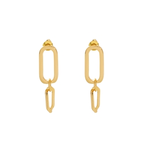 The Chain Addiction gold plated long earrings with rectangular links-