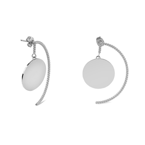 The Simple Reflection Silver Earings With Discus Motif-