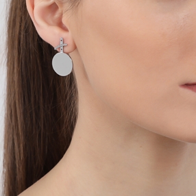 The Simple Reflection short jacket earrings with discus motif-