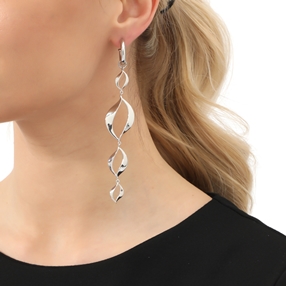Flaming Soul long asymmetric silvery earrings-