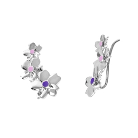The Dreamy Flower silver 925° short pierced earrings with flowers motif-