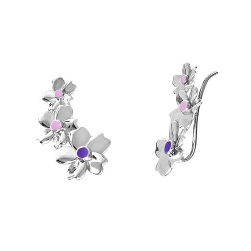 The Dreamy Flower ασημένια 925° τρυπητά ear cuffs με μοτίφ λουλουδιών-