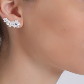 The Dreamy Flower silver 925° short pierced earrings with flowers motif-