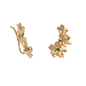 The Dreamy Flower silver 925° short pierced earrings with 18K yellow gold plating and flowers motif-