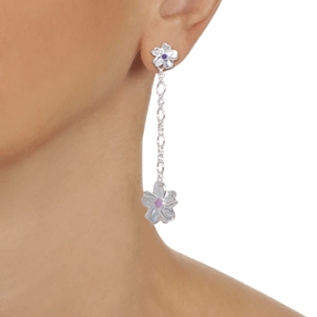 The Dreamy Flower silver long earrings with flowers-