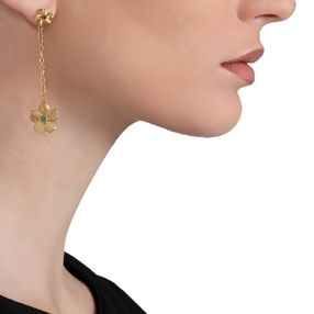 The Dreamy Flower gold plated long earrings with flowers-
