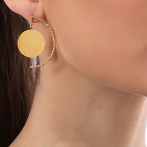 Reflection 18K Yellow Gold Plated Earings With Discus Motif-