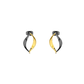 Flaming Soul Earrings With Gun Plated And 18K Yellow Gold Plated Flame Motif-