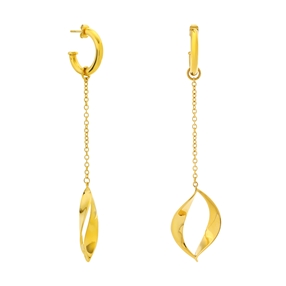 Flaming Soul Earrings With 18K Yellow Gold Plated Hoops And 18K Yellow Gold Plated Flame Motif-