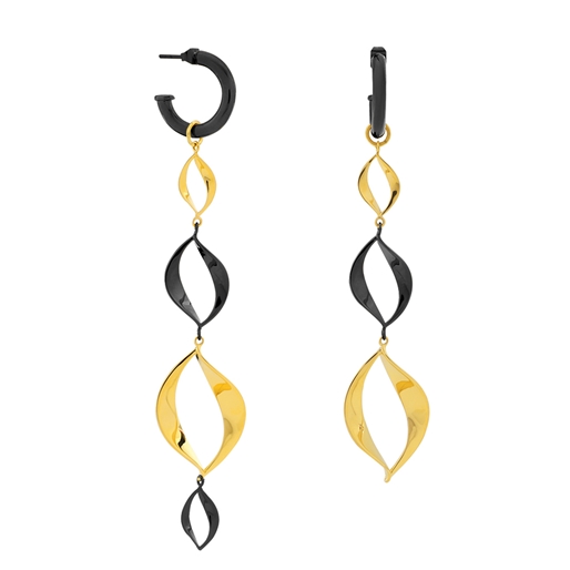 Flaming Soul long asymmetric gun earrings with gold plating-