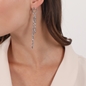 The Chain Addiction II silvery earrings with double asymmetric chain-
